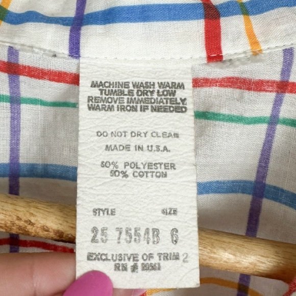 Vintage Colorful Plaid Sleep Gown Size 6 - Picture 7 of 7